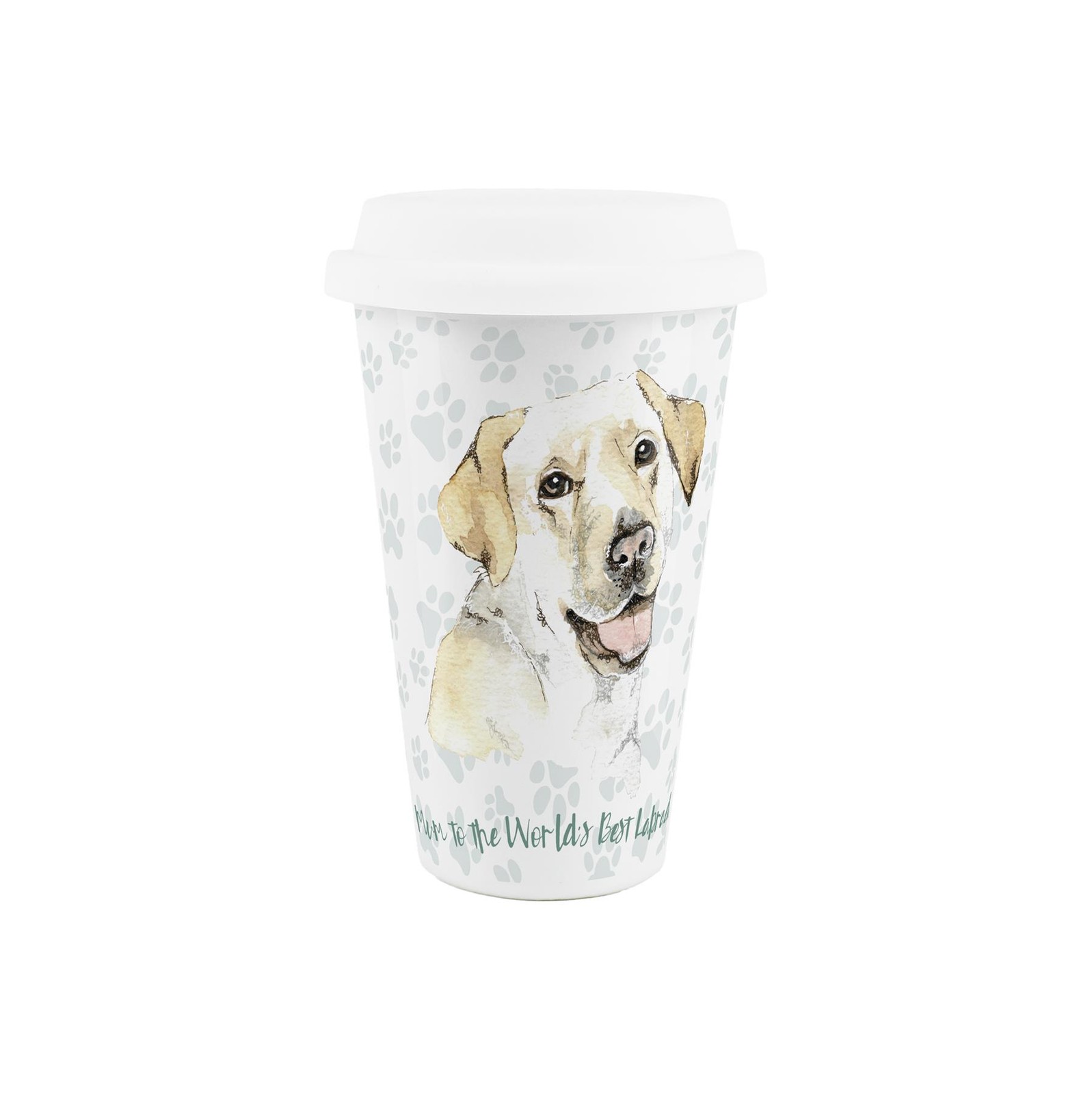 Labrador Dog Mum Ceramic Travel Mug - Novelty Dog Portrait Reusable Cup Gift