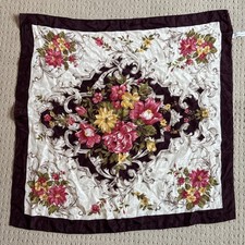 Echo Scarf Women Large Silk Square Floral Made in Japan Vintage 30x30 Pink Brown