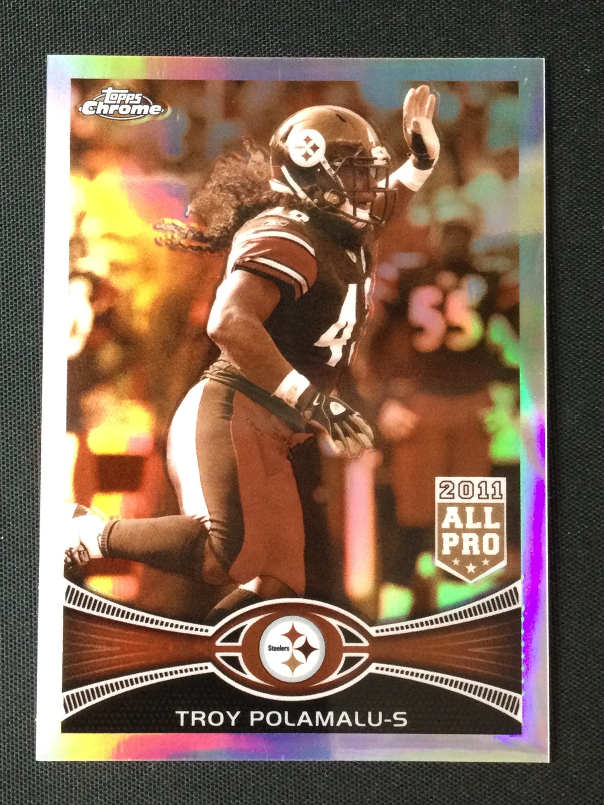 2012 Topps Chrome #125 Troy Polamalu Pittsburgh Steelers Sepia Refractors /99