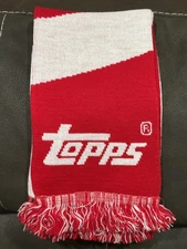 RARE TOPPS Trading Cards Baseball Red White 64" Fringed Logo Scarf Christmas 