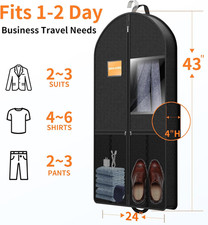 Lightweight 43-Inch Travel Garment Bag with Pockets for Men  s Suits and Jackets