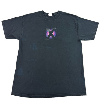 Vintage Y2K 2000s Apple Mens T Shirt Mac OS X Leopard Promo 2 Sided Black Large