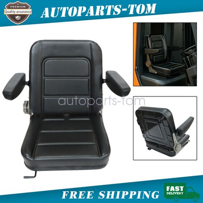 #ad Universal For Nissan Yale Toyota Hyster Kubota Tractor Seat With Armrest Black $86.45