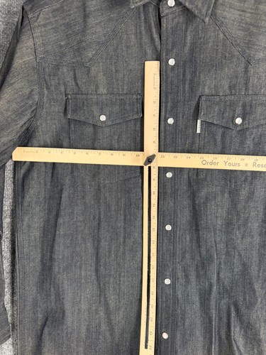 Camicia Carhartt Denim Uomo L Perla Snap Lavaggio Scuro Manica Lunga Lavoro Tasche - Foto 8 di 18