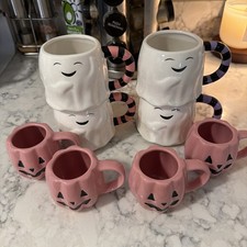 Halloween Happy Haunting Ghost Mugs and Espresso Mugs Lot of 8