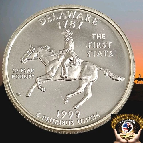1999 S Silver Proof DELAWARE State Quarter 25c From Silver Proof Set Fast  🚢
