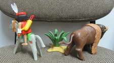 PLAYMOBIL Vintage Western 3731 De 1988 - Indiens, Chasseur à Cheval Et Bison Avec Tipi
