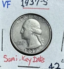 1937 S Washington Quarter, VF++ Semi-Key Date