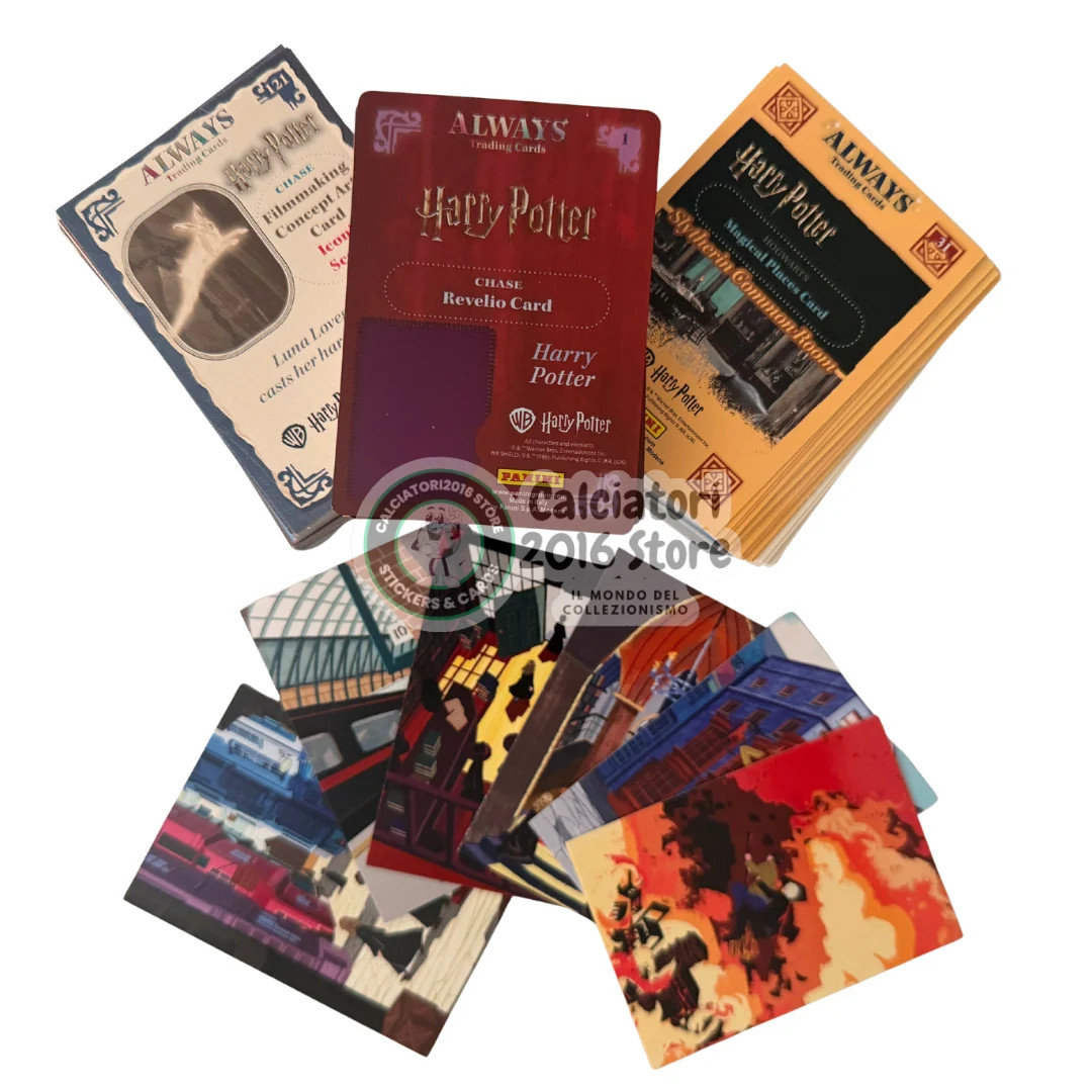 Tarjeta coleccionable Panini de Harry Potter Siempre - Juego completo de 210 tarjetas + 6 ediciones limitadas.