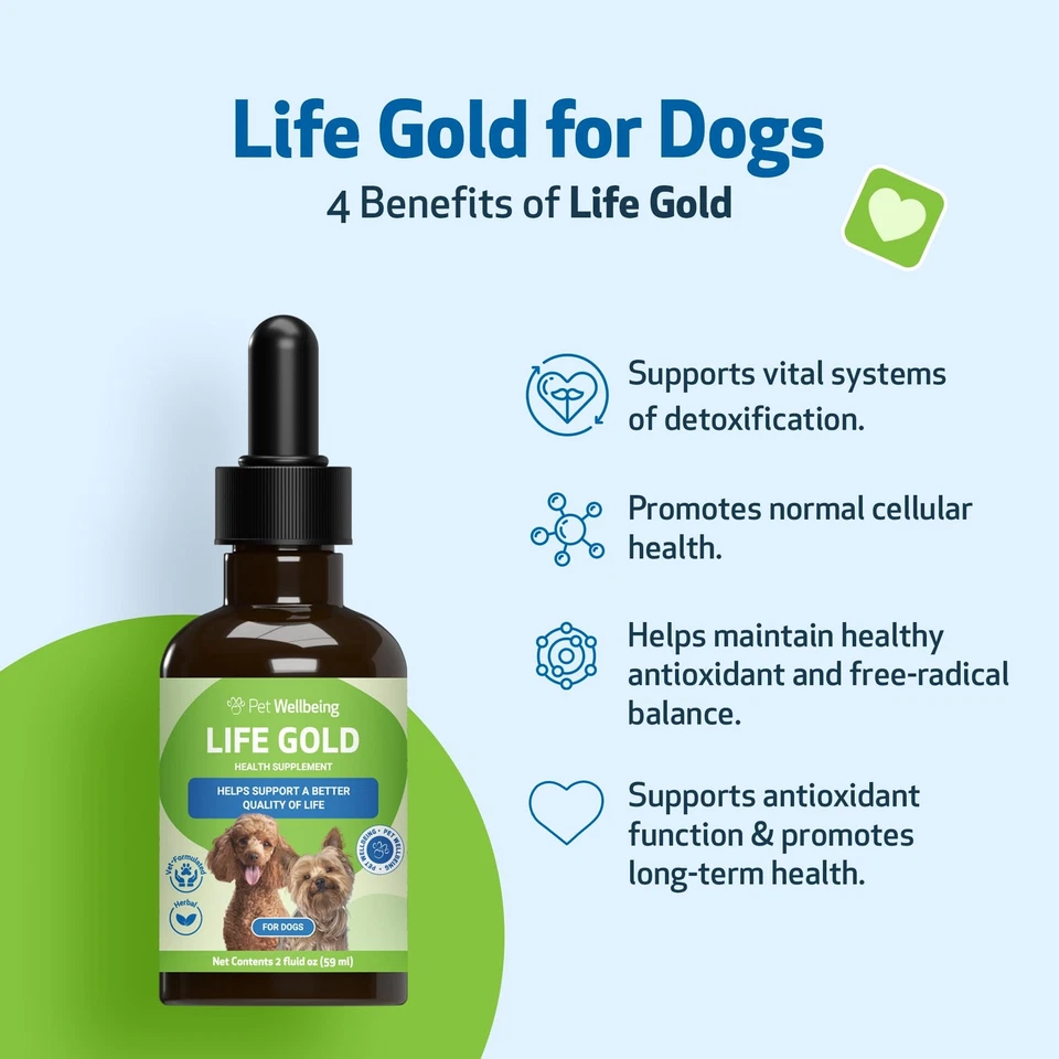 Pet Wellbeing Life Gold Herbal Supplement for Dogs Immune Support Detox 2oz - Image 4 of 4