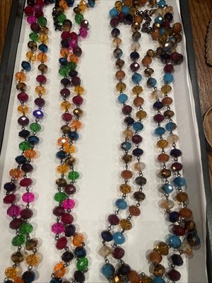 Vintage Louis Dell'Olio Signed Couture Runway Glass Bead Necklace 2 Pc Lot 70 
