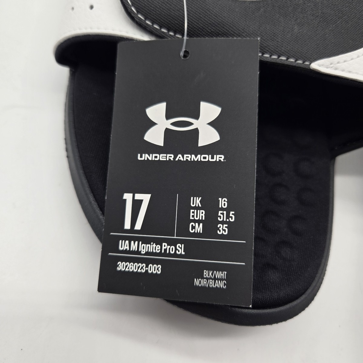 Under Armour Men\'s Ignite Pro Blk/White Slip On Slides Size 17 #3026023-003 New under-armour-ignite-pro-  main image 3