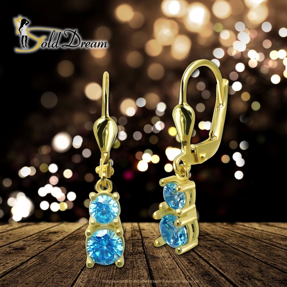 GoldDream Ohrhänger Dream Zirkonia türkis Ohrring 333er Gold GDO5686Y - Bild 2 von 4