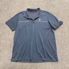 Travis Mathew Polo Shirt Mens XXL Blue Stripe Logo Golf Performance Adult