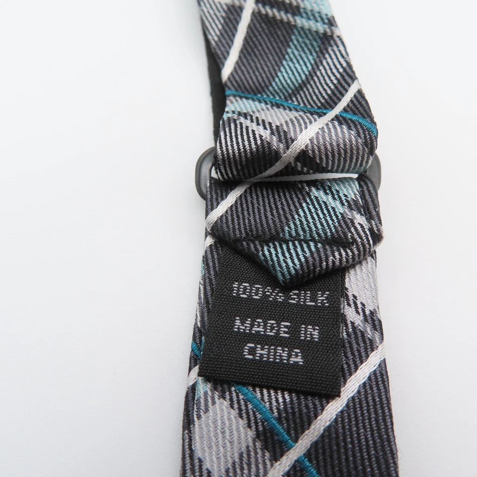 Pajarita Nicole Miller negra verde blanca a cuadros 2,25" de ancho con corbata de seda Foto 4 de 4