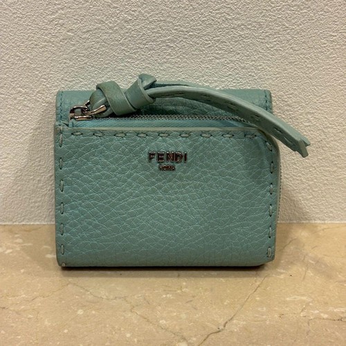 Fendi Selleria Peekaboo Trifold Wallet Blue