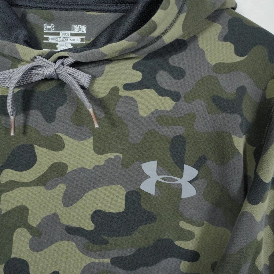 Under Armour Hoodie Men's Size Large Camouflage Green Loose Fit Sweatshirt - Image 4 of 4