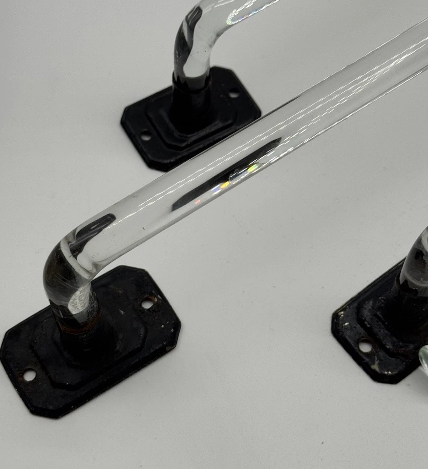 Bent glass towel bar SET old renovation salvage bathroom parts 4 bars, vintage - Image 2 of 4