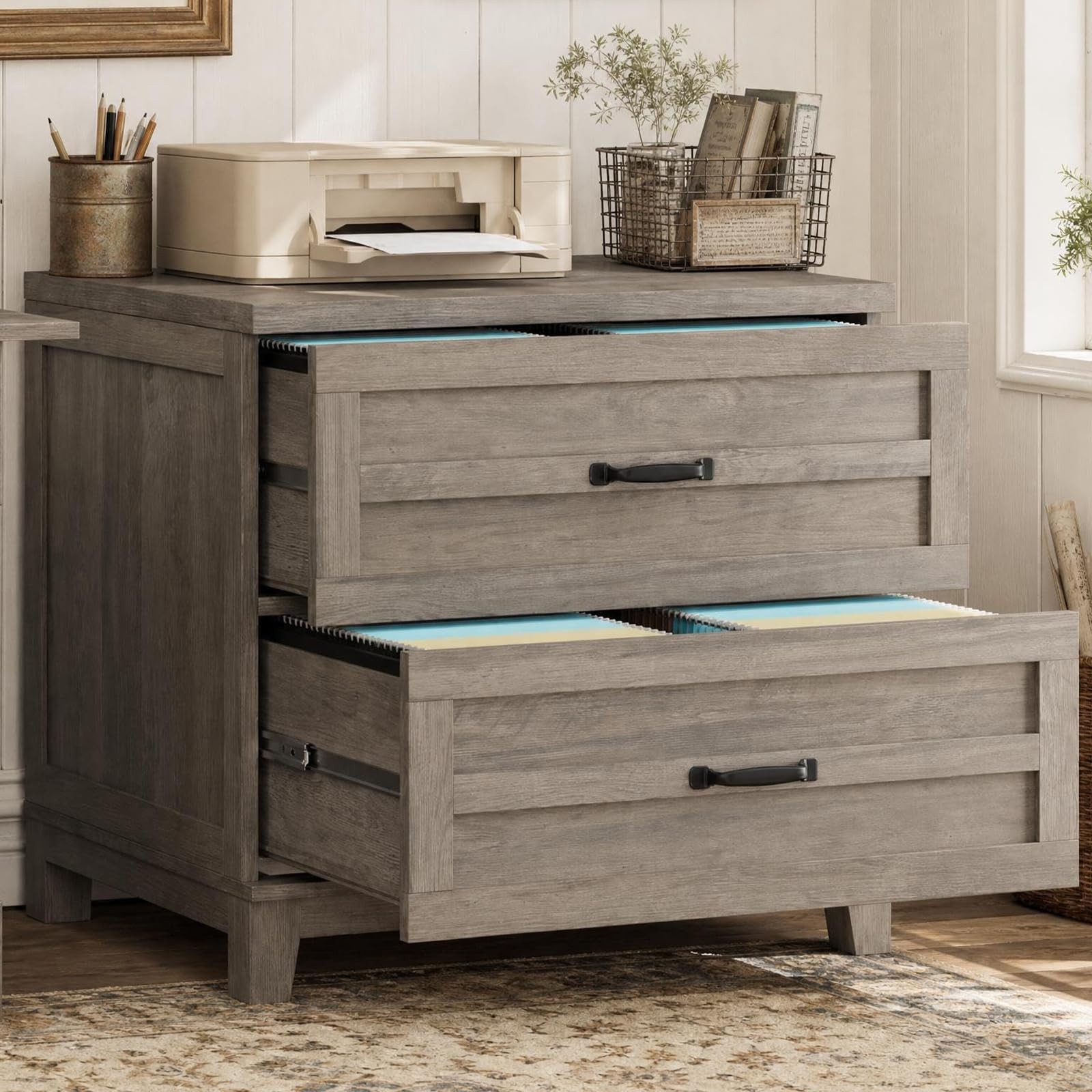 2 Drawer Farmhouse Lateral File Cabinet for Home Office