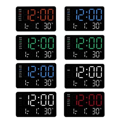 Functional 10.5Inch Digital Clock with Color LED Display, Date, Temperature