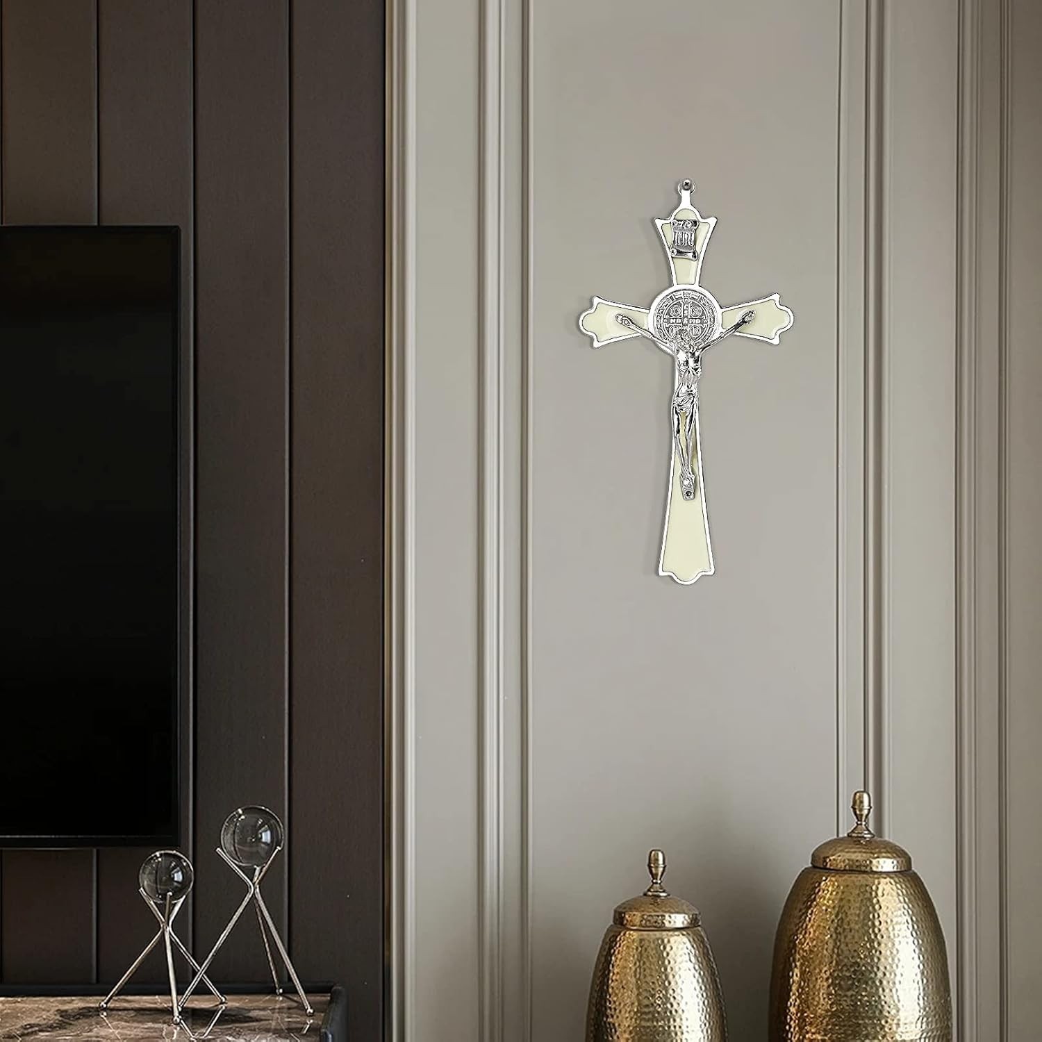 Saint Benedict Enamel Crucifix - Crucifix Wall Cross Metal Wall Art-8 Inch Cr...