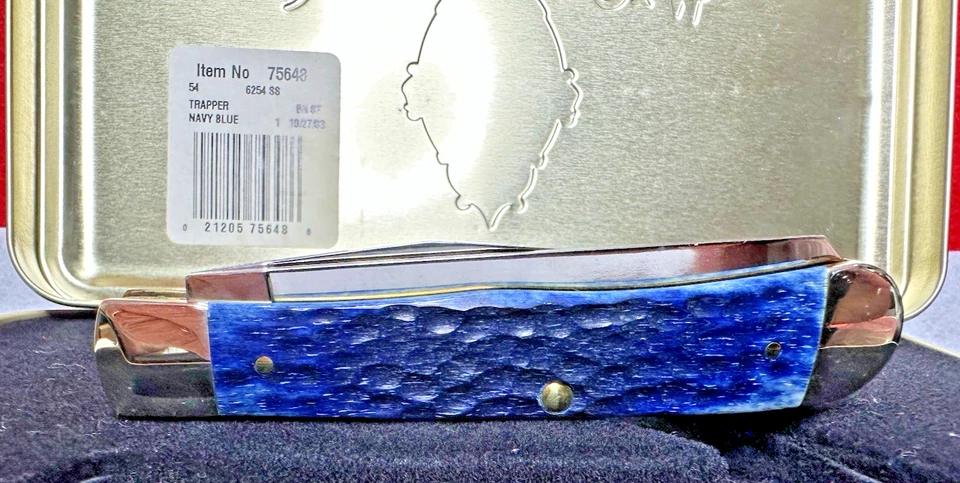 Casexx 2003 W.R. Case & Sons 6254ss Trapper azul marino 75648 en lata Foto 2 de 4