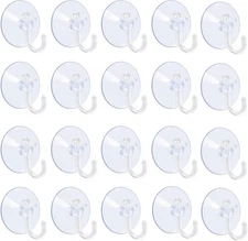 AQUANEAT 20 Packs Suction Cups 1.8 Inch Clear Sucker Pads with Hooks inch 