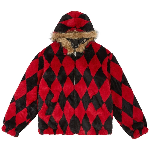 Veste en fausse fourrure Supreme Diamond style homme : Fw18j73 ROUGE