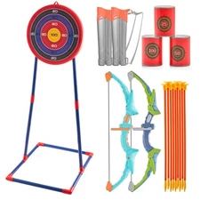 Kids Bow and Arrow Set LED Light Up Outdoor Archery Kit 2 Pack 20 Arrows