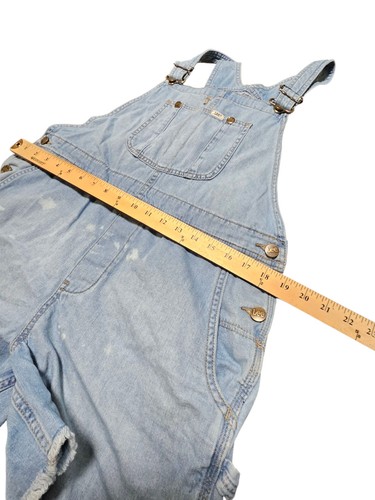 Vtg Womens M Lee Blue Denim Riveted Dungarees Overall Jean Shorts - Picture 5 of 6