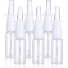 Refillable Empty Nasal Spray Bottles 20ml PET 6 Pack Atomizer for Saline