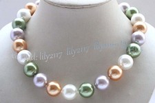 Multicolor Shell Pearl Imitation Pearl Round Beads Necklace 16-36'' 8/10/12/14mm