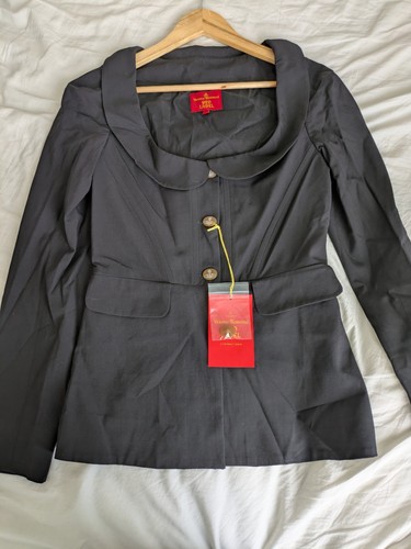 Vivienne Westwood, Giacca corsetto Vivienne Westwood nera vintage etichetta rossa IT46 UK14 nuova con etichette