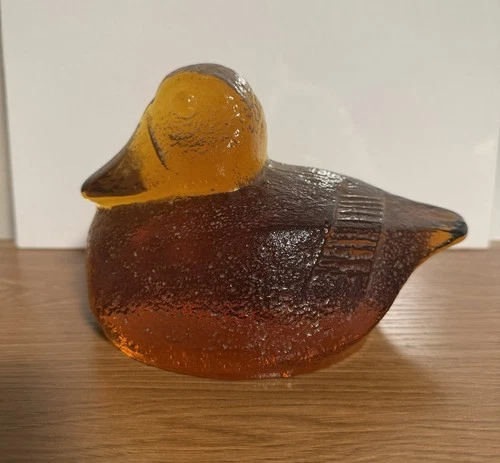 Glass Blenko Amber Duck Bookend/paperweight