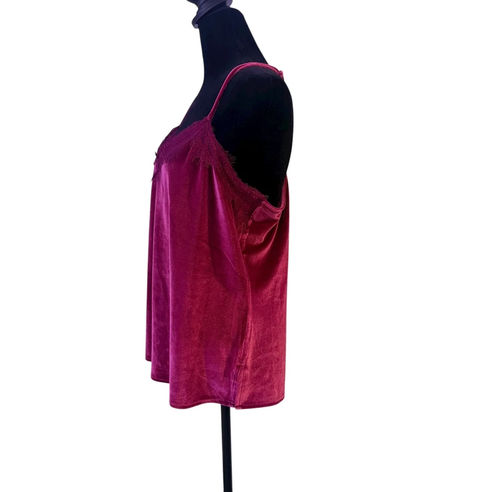 Camiseta sin mangas Nine West terciopelo floral encaje cami talla L rosa romántica y2k femenina Foto 2 de 4