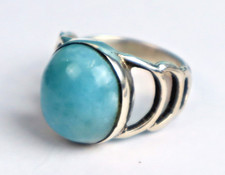 Beautiful Natural Sky Blue Larimar .925 Sterling Silver Ring 7