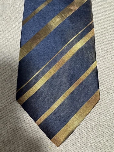 Dolce & Gabbana Tie Mens One Size Blue Gold Striped 100% Silk Made in Italy - product listing photo