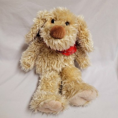 Vintage GINA Plush Puppy Dog CYRANO Bandana Shaggy Fur Hairy Stuffed Animal 13''