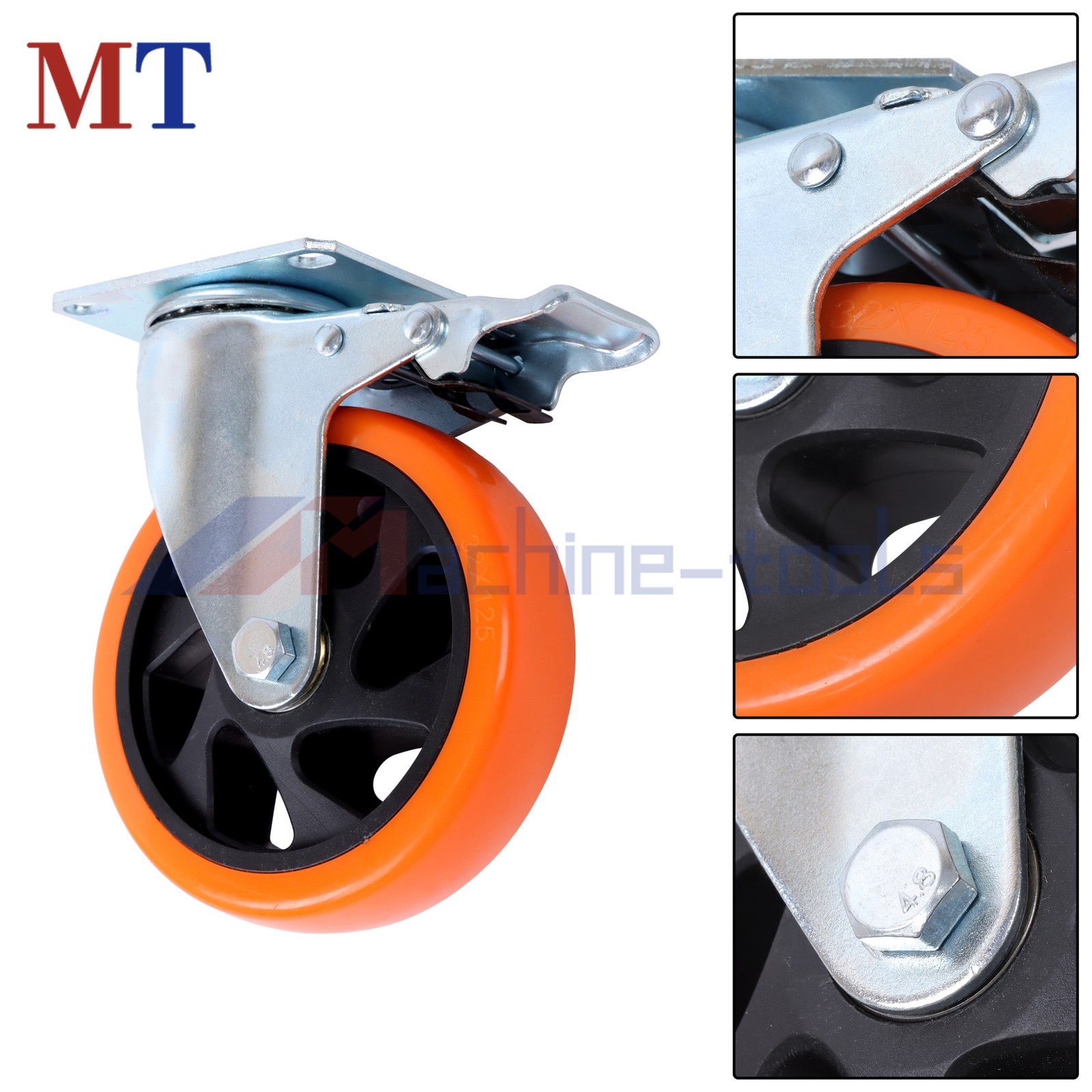 5 inch Swivel Caster Wheels with Dual Locking, Heavy Duty Castors Set of 4