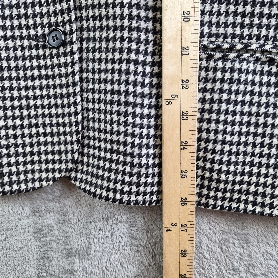 复古 Koret 职业外套夹克女式 14 黑色白色千鸟格羊毛混纺 — 第 4/4 张图片