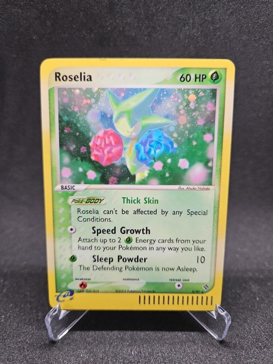 HOLO Rare EX Dragon Roselia 9/97 Pokemon Card Vintage LP