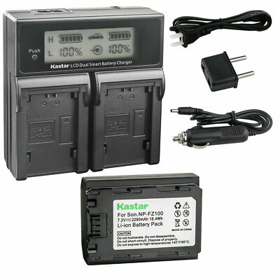 Kastar LCD Dual Fast Charger & 1 Battery for Sony NP-FZ100