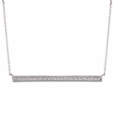 0.25 Carat Natural Diamond Bar Necklace 14K White Gold G SI 18 inches chain