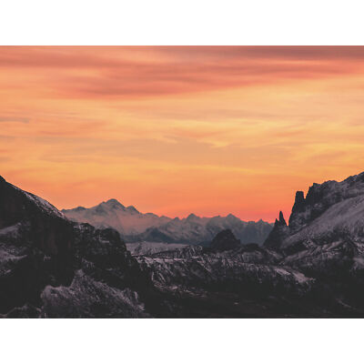 Sonnenaufgang verschneite Berge großer Wandbilddruck auf Leinwand