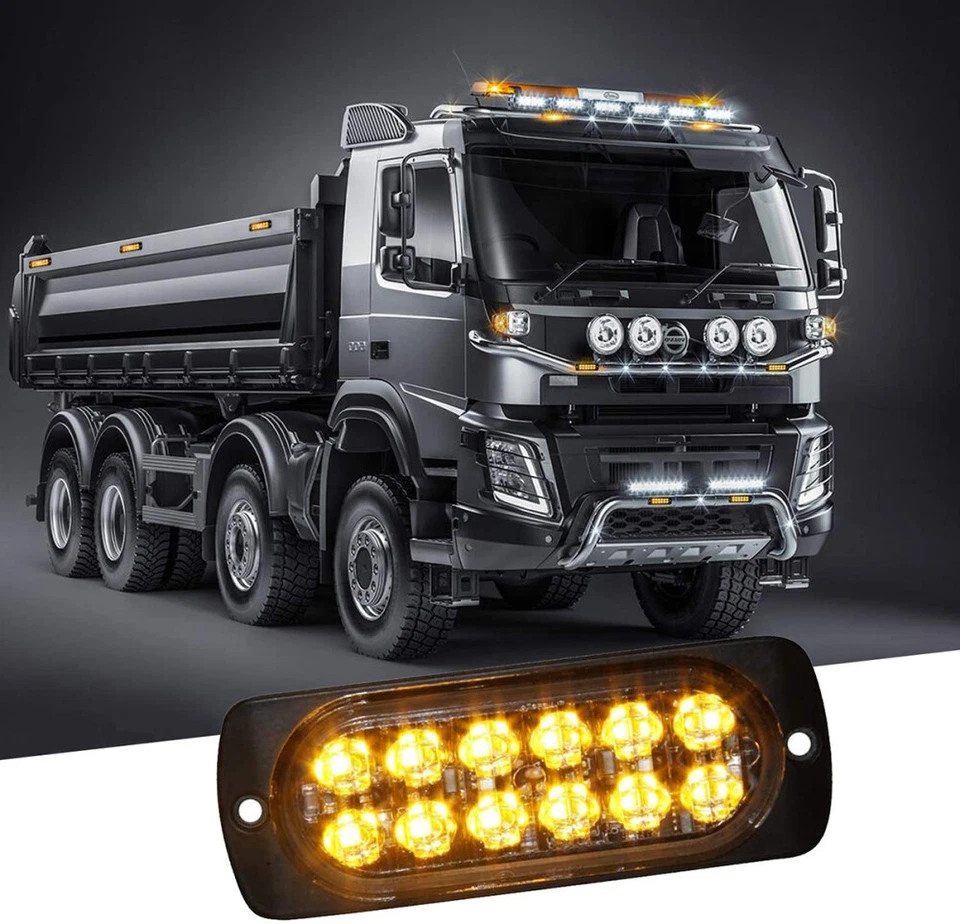 4Stk GELB 12LED Auto Frontblitzer Warnleuchte LKW Strobe Licht Blitzlicht 12/24V - Bild 3 von 4