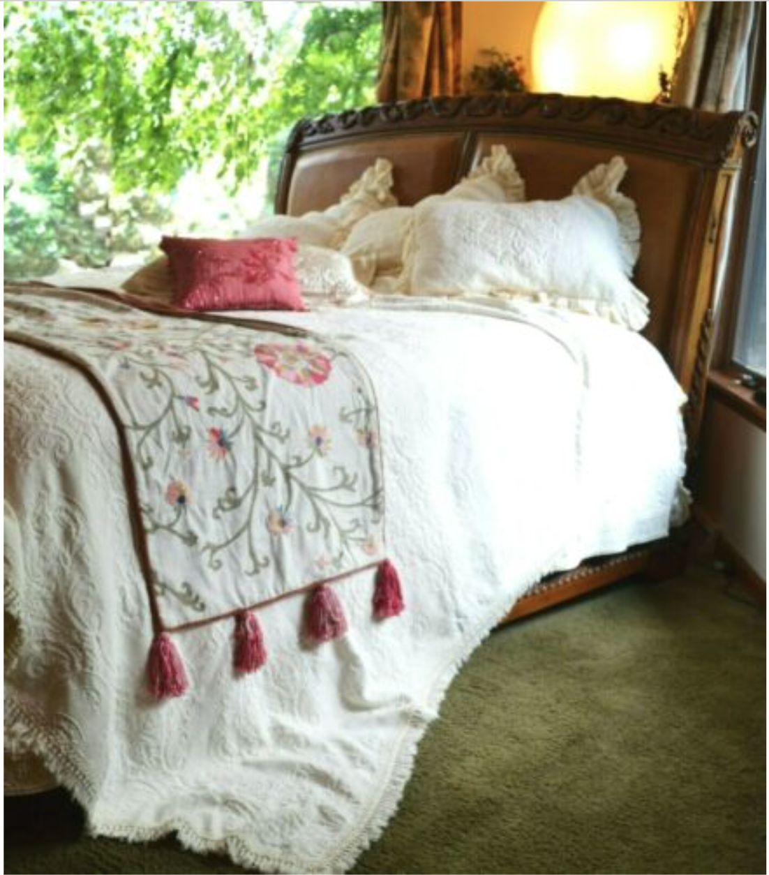 SOFT SURROUNDINGS SOMERSET MATELASSÉ 100 COTTON COVERLET QUEEN WHITE