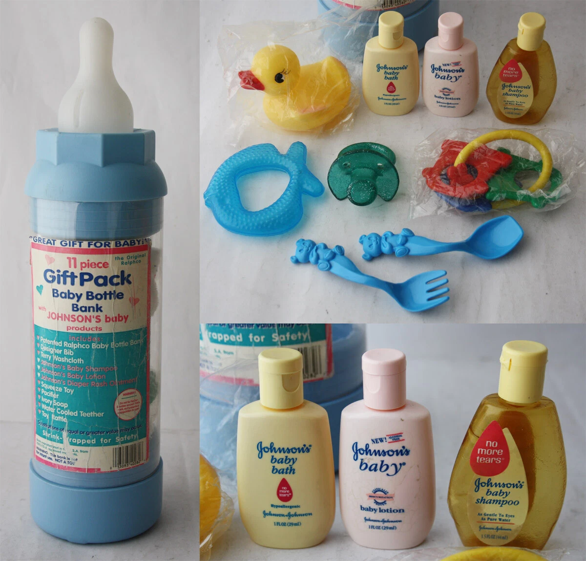 VINTAGE 1996 RALPHCO 11 PIECE BABYGIFT PACK SANITOY INC JOHNSONS PACIFIER NEW !