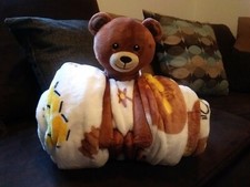 Warm  Cozy Blanket With Stuffed Plush Bear Animal Friend  Brand New 