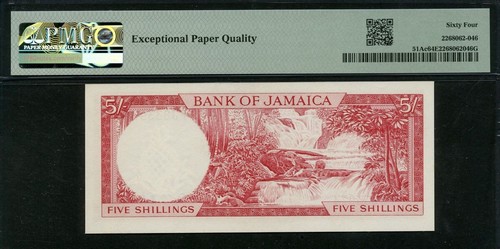 Jamaica 1960(1964) 5 Shillings P51Ac PMG 64 EPQ UNC - Picture 2 of 2