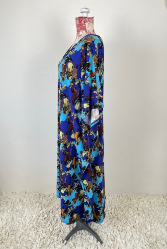 African Pride Caftan Kaftan Dress Egyptian Print Blue Draped Robe Mumu Plus Size - Picture 16 of 24